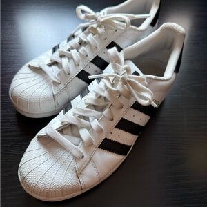 adidas Superstar II Sneakers White Black Shell Toe Leather Size 8.5